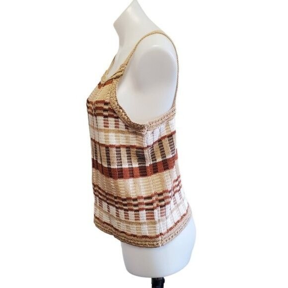 Banana Republic Ribbed Knit Orange Brown Tank Top Vintage Retro Style Med NWOT - Picture 5 of 9
